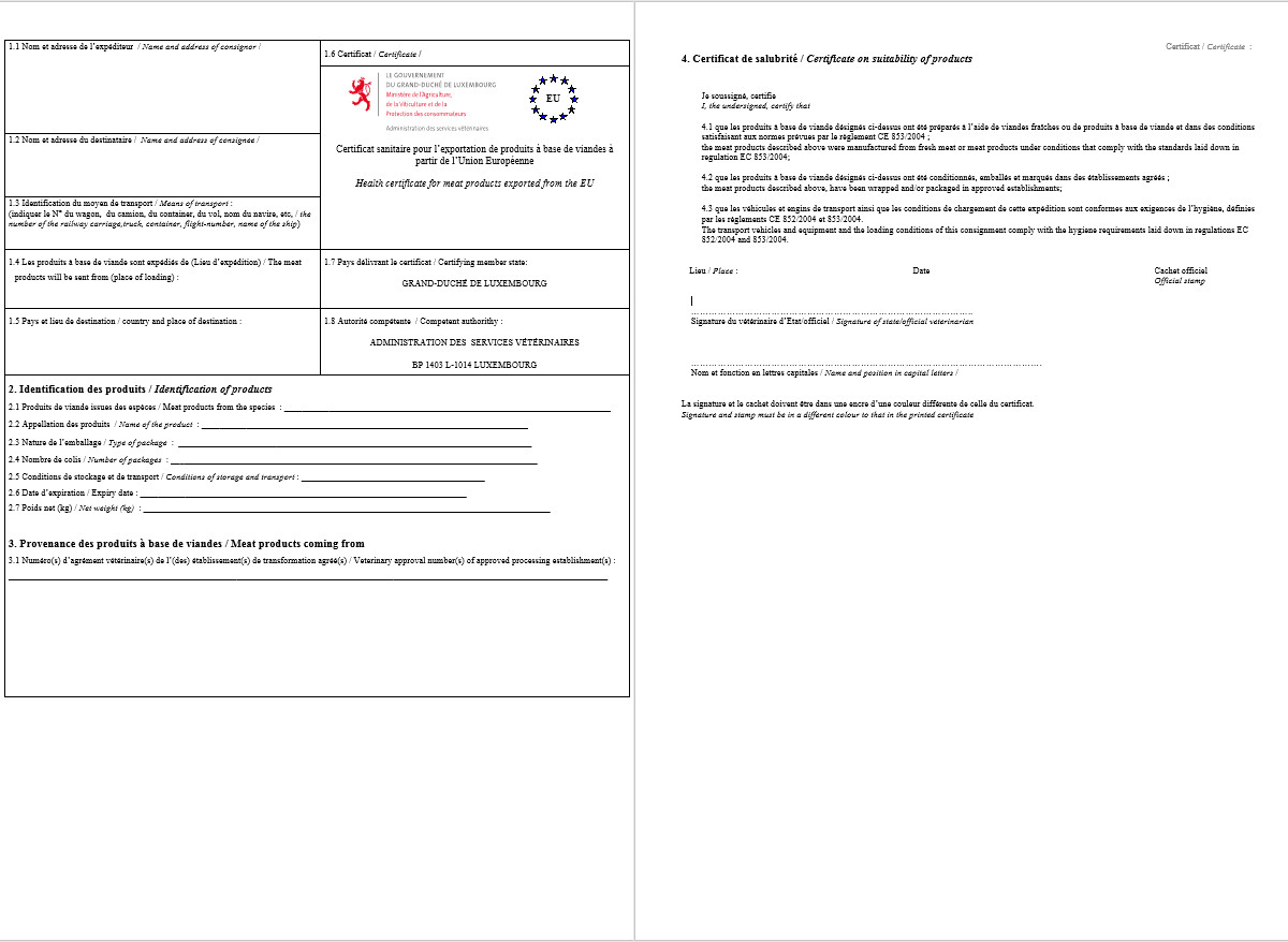 Certificat sanitaire - Formalités & démarches - Single Window for