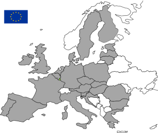 Cette image représente une carte d'Europe avec en grisé les pays Membres de l'Union Européenne 