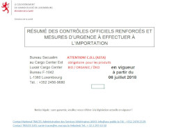 DOC-113 Résumé des contrôles officiels renforcés et mesures d'urgences à effectuer à l'importation
